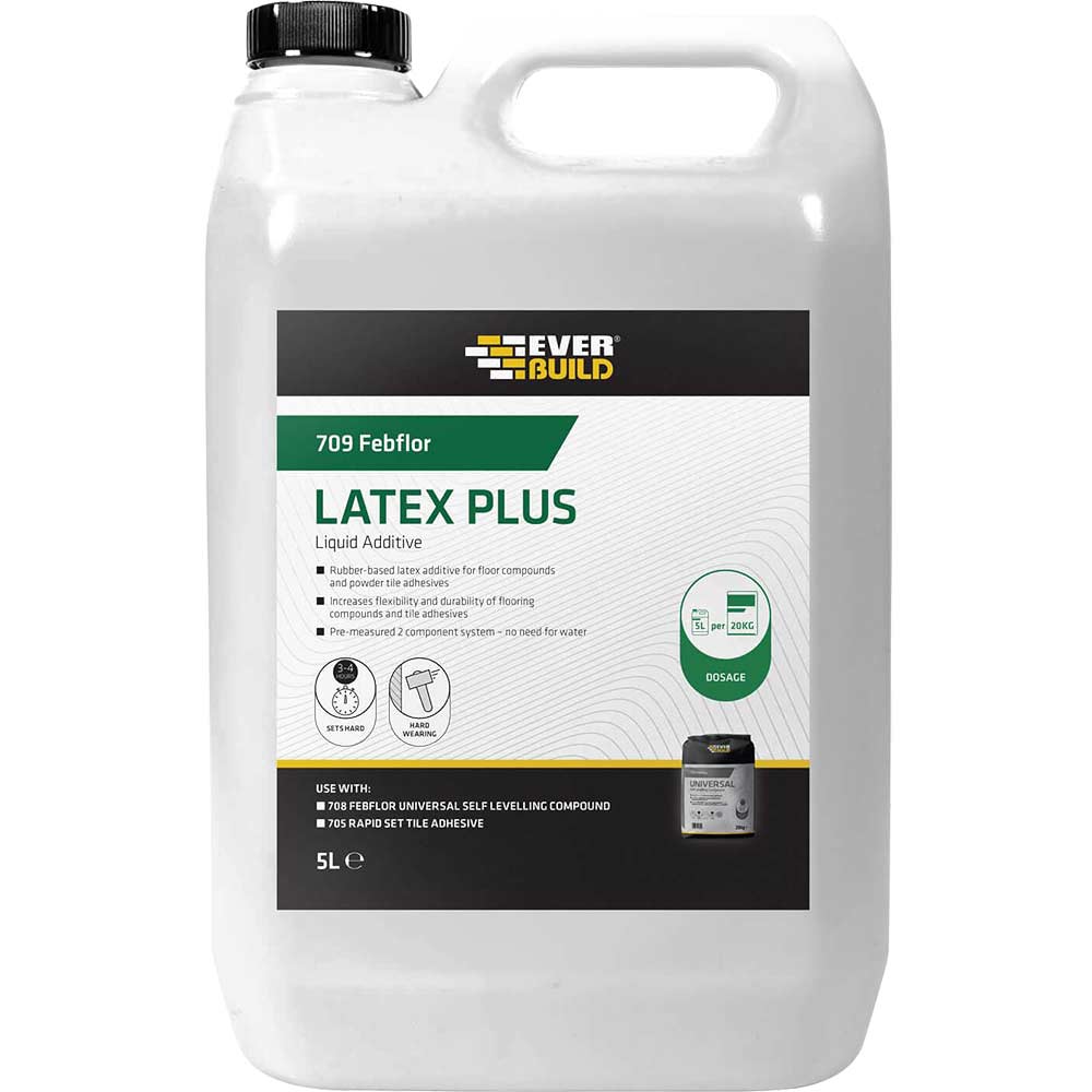 Everbuild Floor Flex Plus Latex Additive 5 Litre for Powder Tile Adhesive & Floor Compound