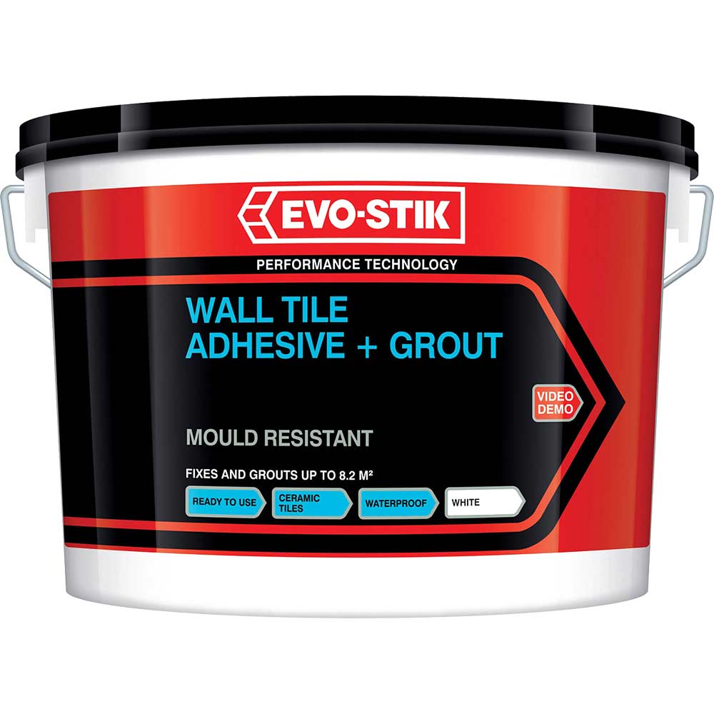 Image of EvoStik Tile A Wall Tile Adhesive & Grout for Ceramic & Mosaic Tiles 1 Litre