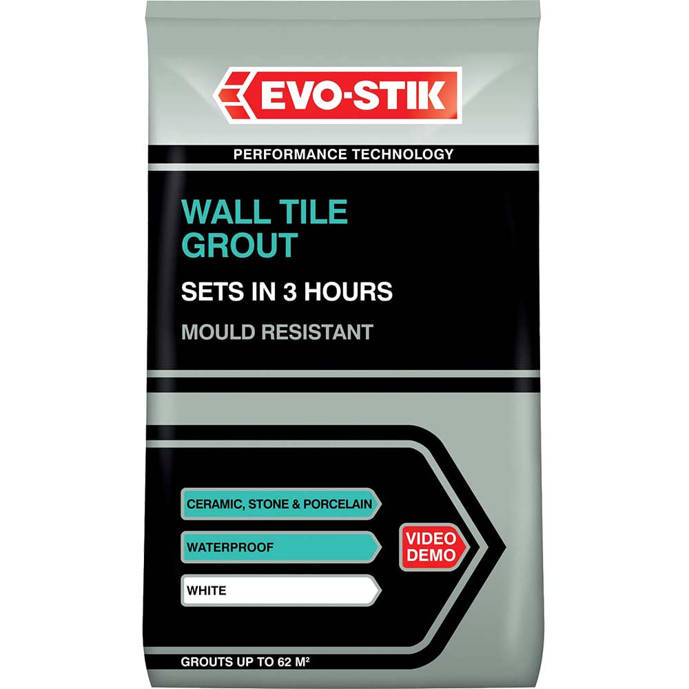 EvoStick Tile A Wall Fast Set Grout for Ceramic Tiles White 1.5kg