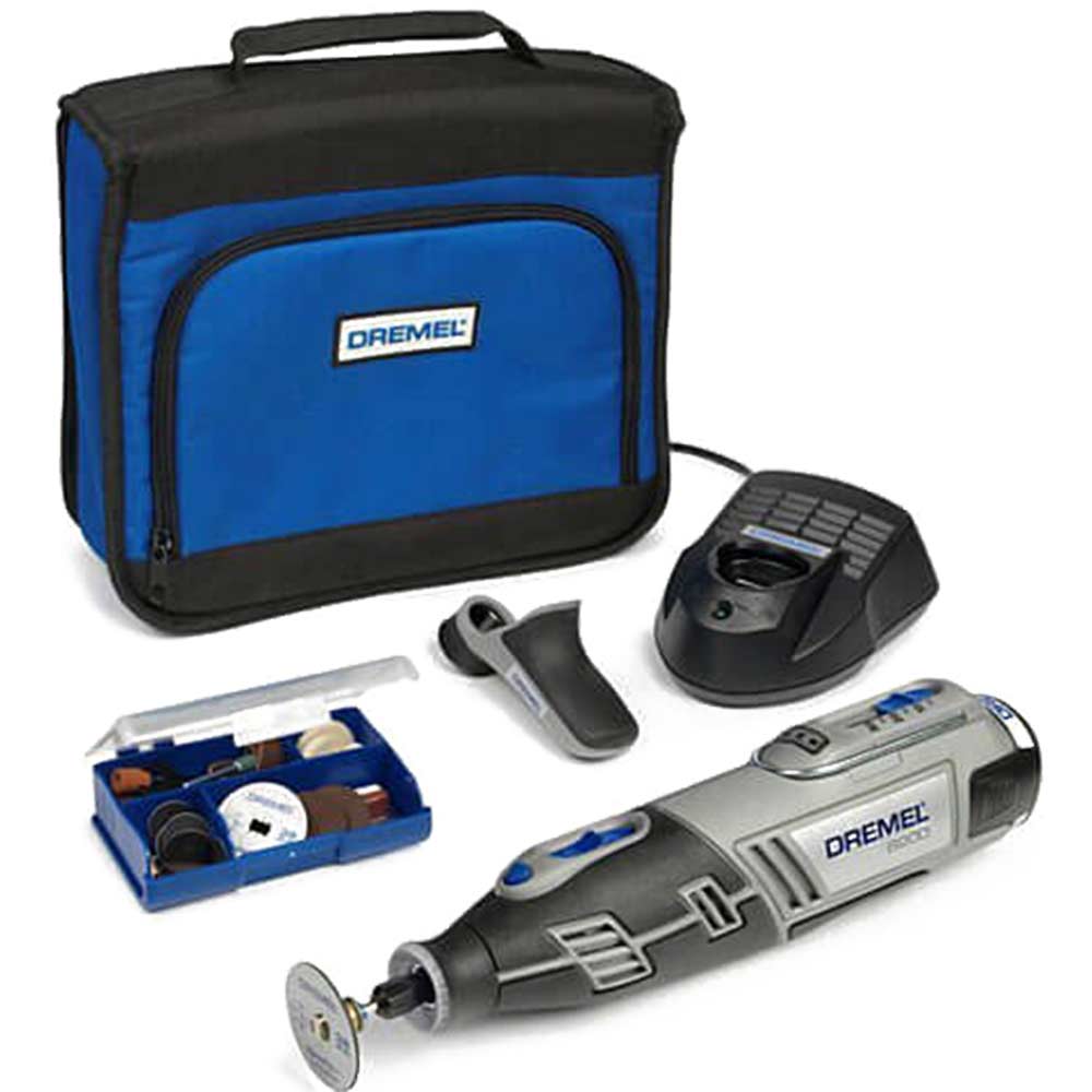 Image of Dremel 8200 10.8v Cordless Multi Tool + Grip Attachment + 35 Accessories with 1 Lithium Ion Battery