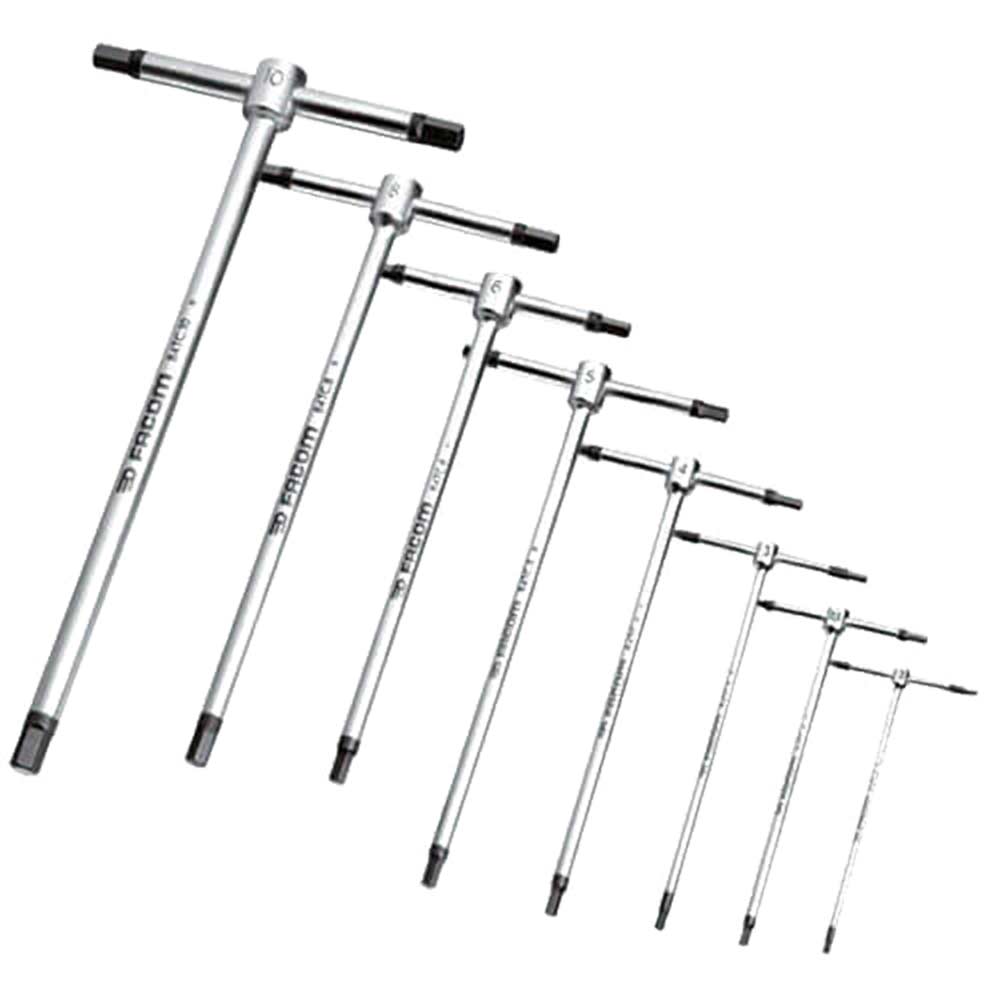 Image of Facom 8 Piece T Handle Hexagon Allen Key Set Metric 2mm to 10mm
