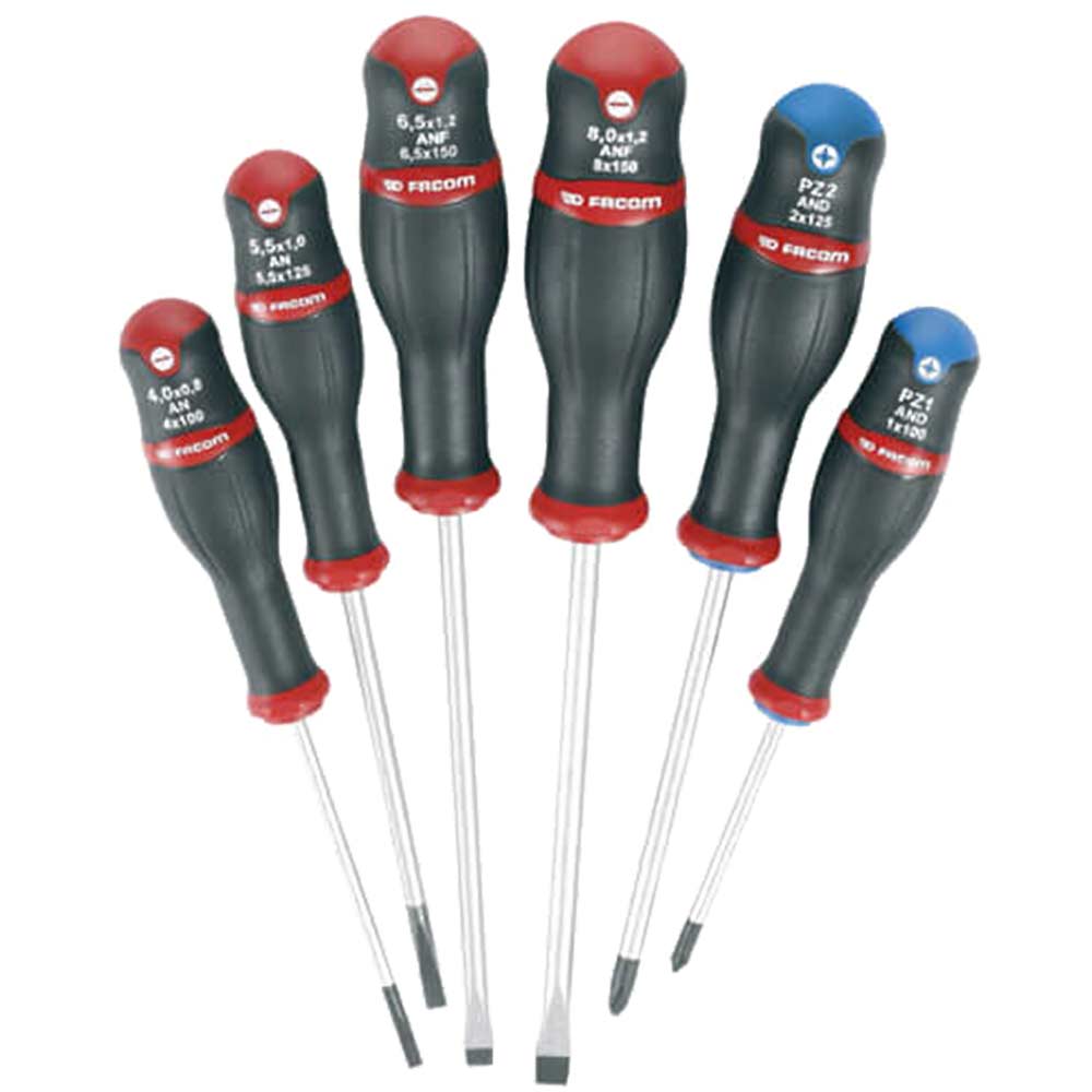 Image of Facom 6 Piece Protwist Mixed Slotted & Pozi Screwdriver Set