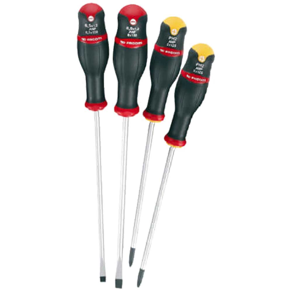 Image of Facom 4 Piece Protwist Long Blade Mixed Slotted & Phillips Screwdriver Set
