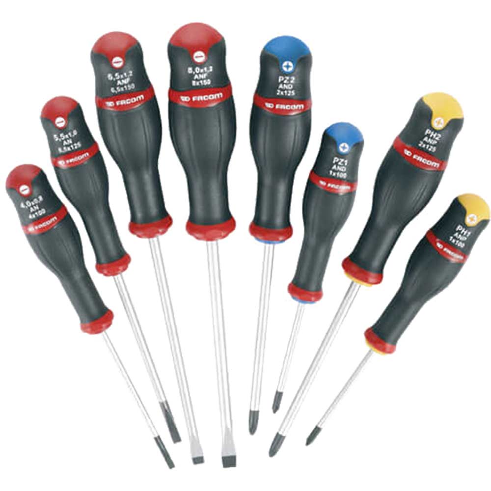 Image of Facom 8 Piece Protwist Mixed Slotted / Pozi / Phillips Screwdriver Set