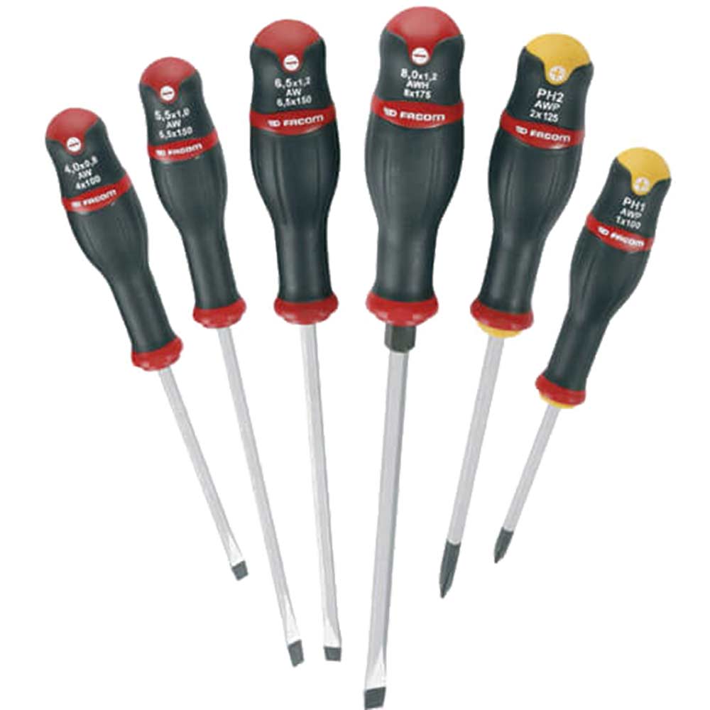 Facom 6 Piece Protwist Mixed Slotted & Phillips Screwdriver Set