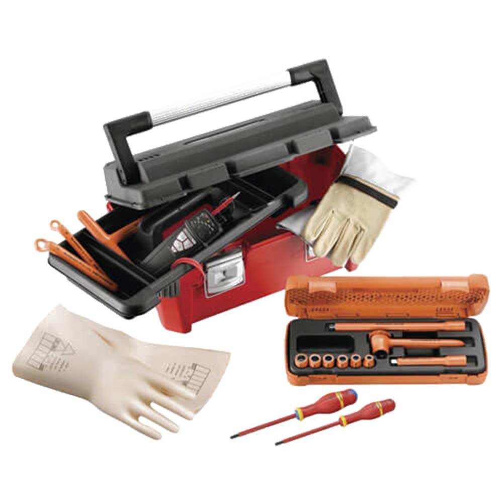 Facom 17 Piece 3/8" Square Drive VDE Insulated Safety Tool Set for Hybrid & Electric Vehicles