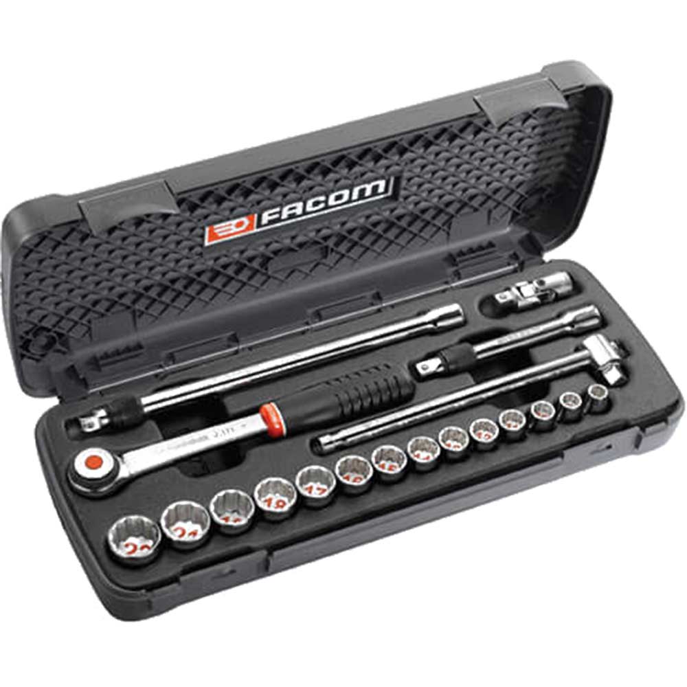 Image of Facom 19 Piece 3/8&quot; Square Drive Bi Hexagon Socket Set Metric