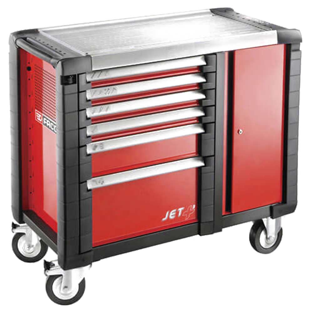 Facom JET+ 6 Drawer Mobile Work Bench Roller Cabinet Red Accepts All Britool & Facom Modules