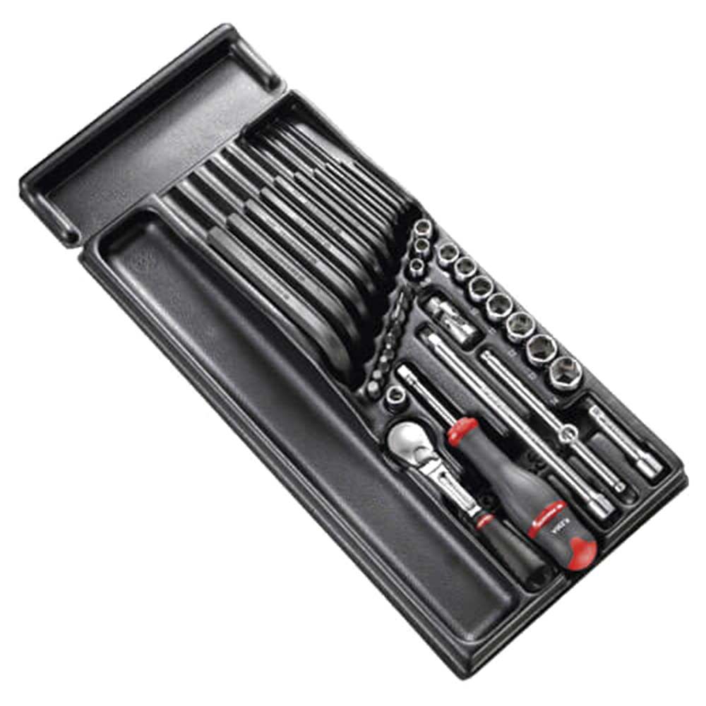 Image of Facom 37 Piece 1/4&quot; Square Drive Socket & Bit Module Set Compatible with Britool & Facom Tool Chests & Roller Cabinets