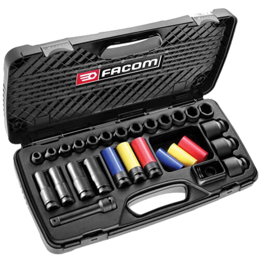 Image of Facom 27 Piece 1/2&quot; Square Drive Alloy Wheel Impact Socket Set