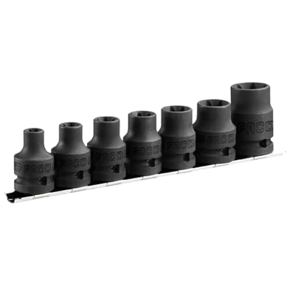 Image of Facom 7 Piece 1/2&quot; Square Drive Impact Torx Socket Set