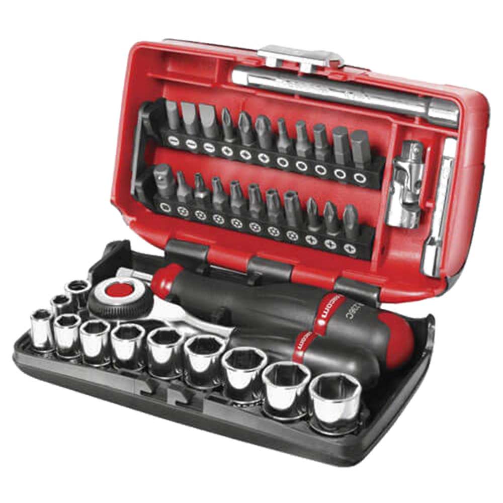 Image of Facom 38 Piece 1/4&quot; Square Drive NANO Socket & Bit Set with 360 Ratchet Metric