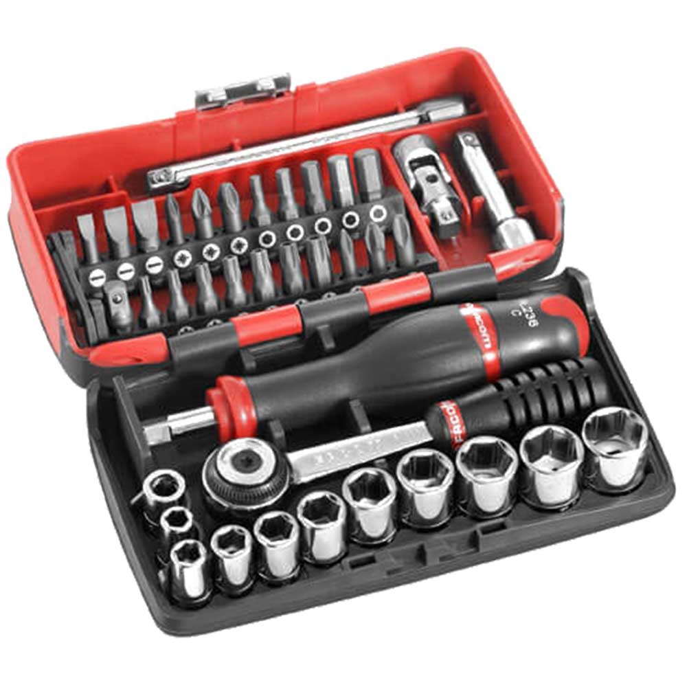 Facom Ultra Compact 38 Piece 1/4" Square Drive Socket & Screwdriver Set Metric