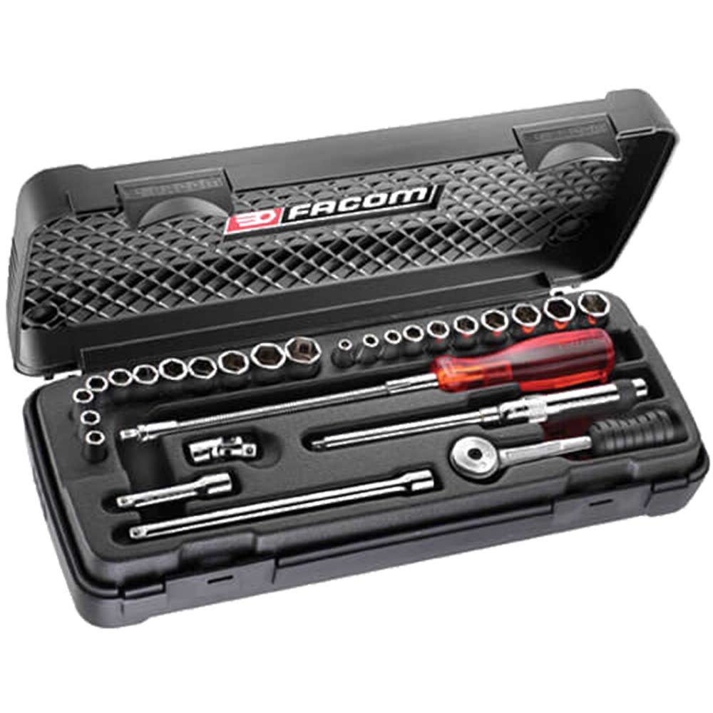 Image of Facom 27 Piece 1/4&quot; Square Drive Metric & Af Bi Hexagon Socket Set