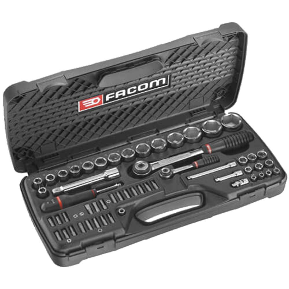 Image of Facom 54 Piece 1/4&quot; & 1/2&quot; Square Drive Combination Socket Set Metric