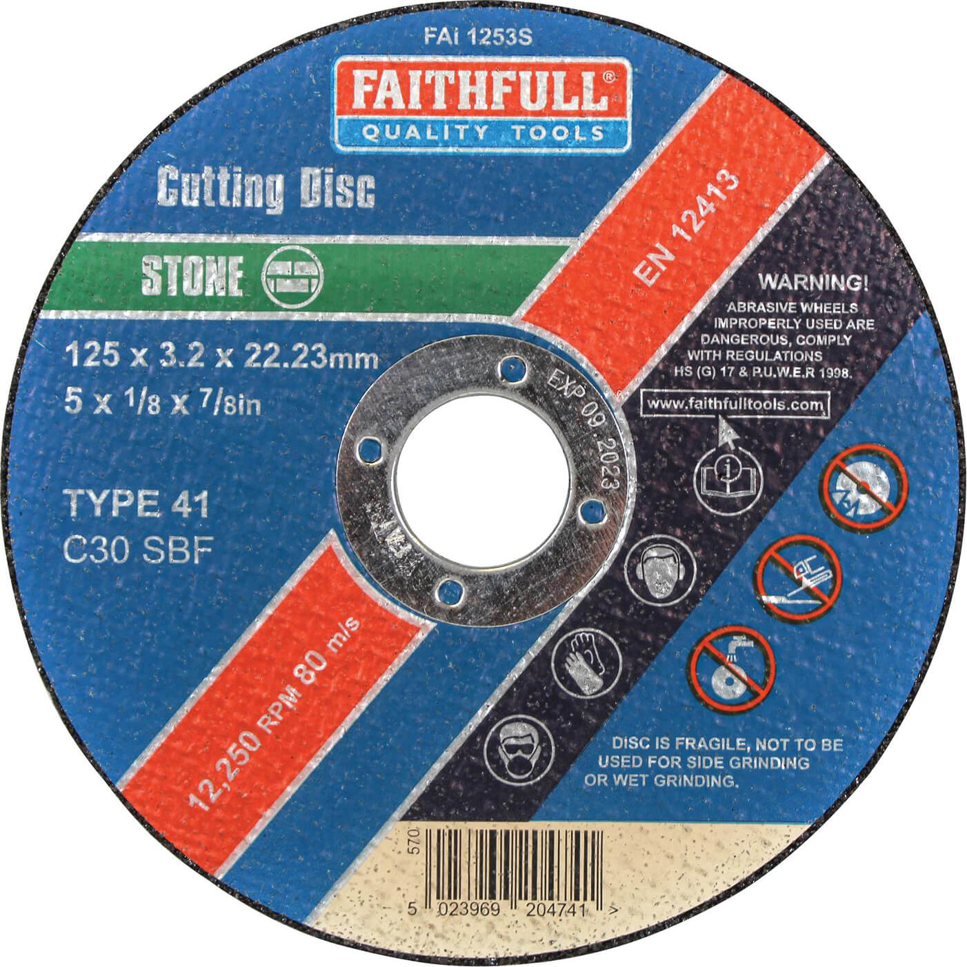 Faithfull Cut Off Wheel 125mm x 3.2mm x 22mm Stone