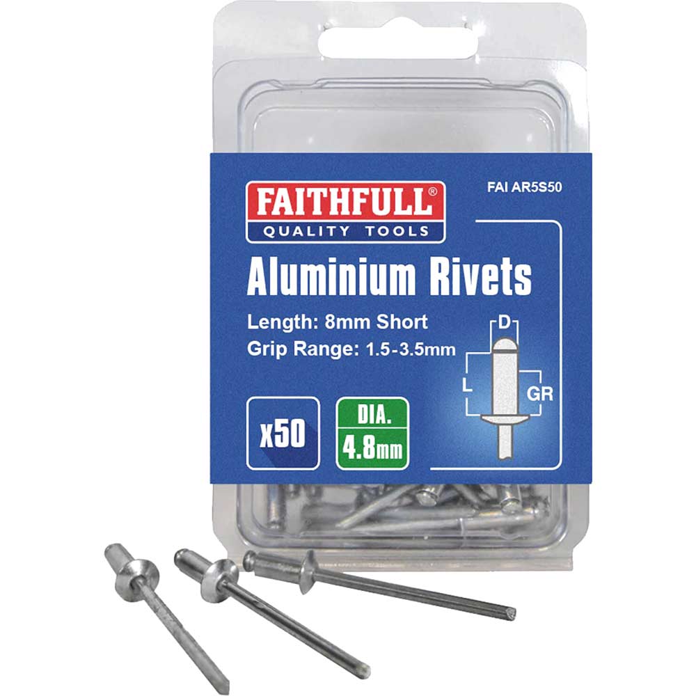 Faithfull Aluminium Rivets 5mm Short Pack of 50