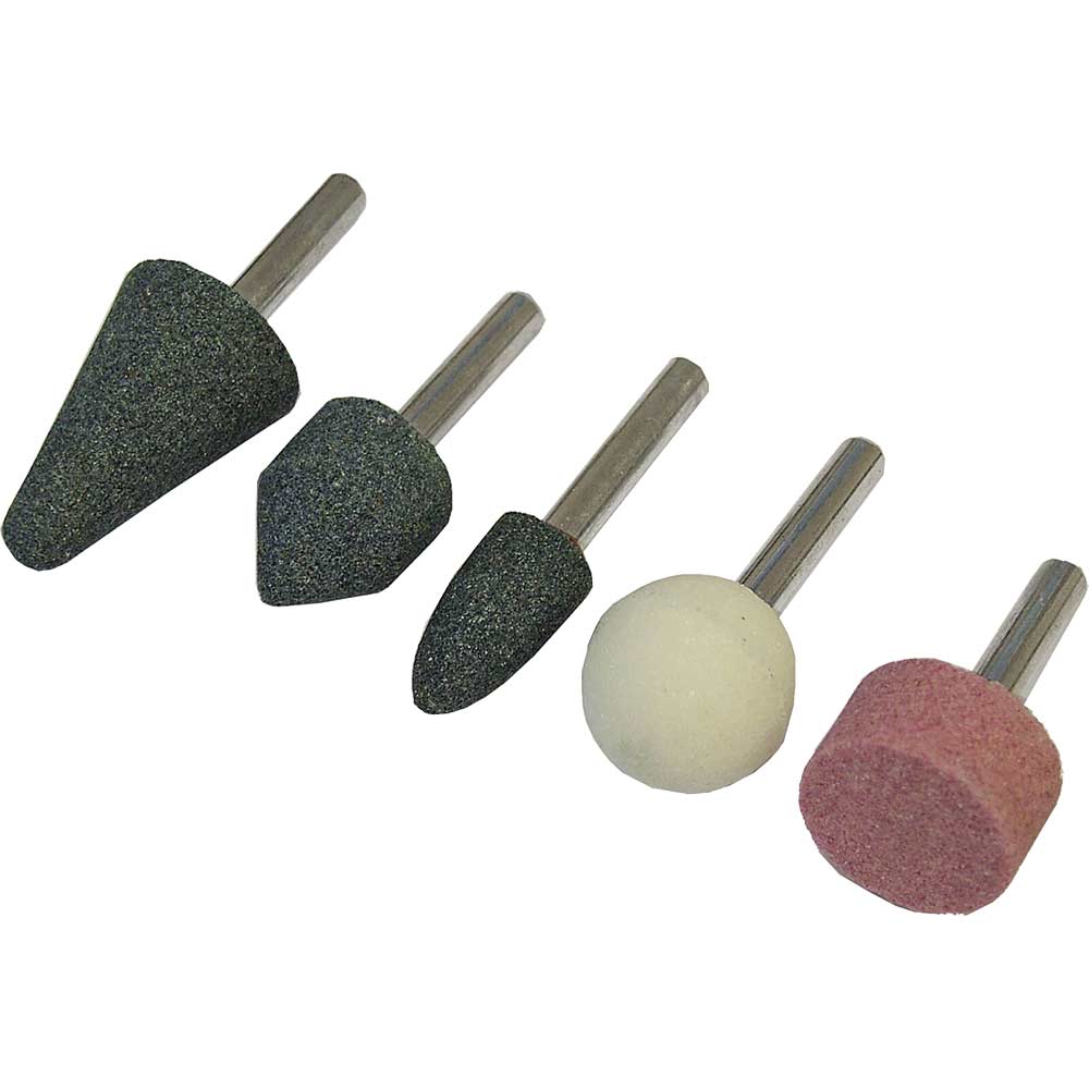 Image of Faithfull Assorted Mounted Grinding Stones on 6mm / 1/4&quot; Shank Set of 5