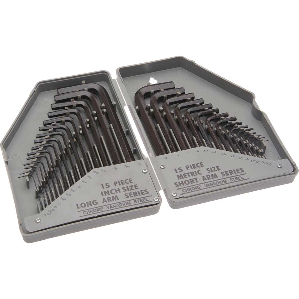 Image of Faithfull 30 Piece Hexagon Allen Key Set Metric & Imperial Mixed