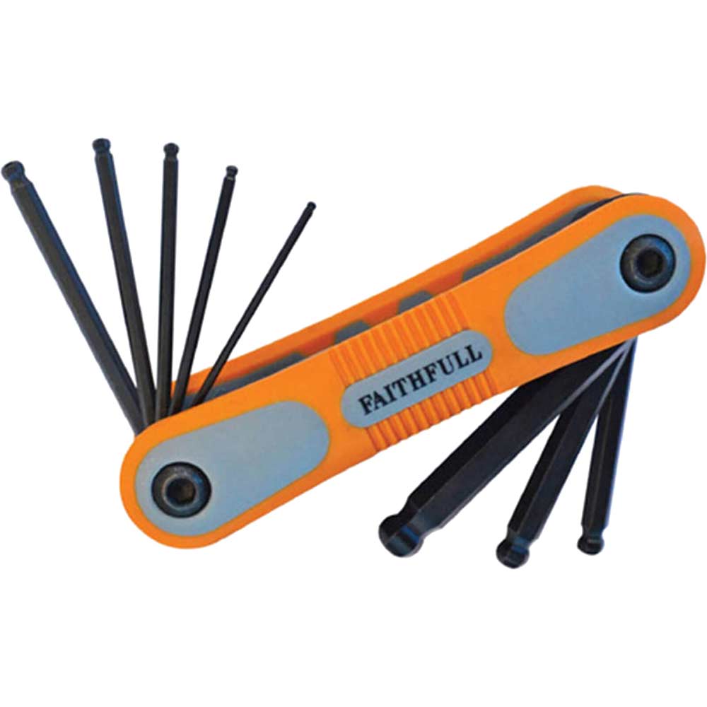 Image of Faithfull 8 Piece Fold Up Ball End Hexagon Allen Key Tool Metric 1.5mm to 8mm