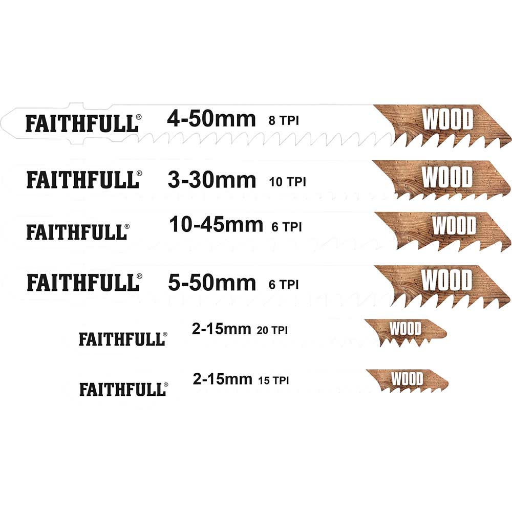 Faithfull 10 Piece Assorted Jigsaw Blade Set