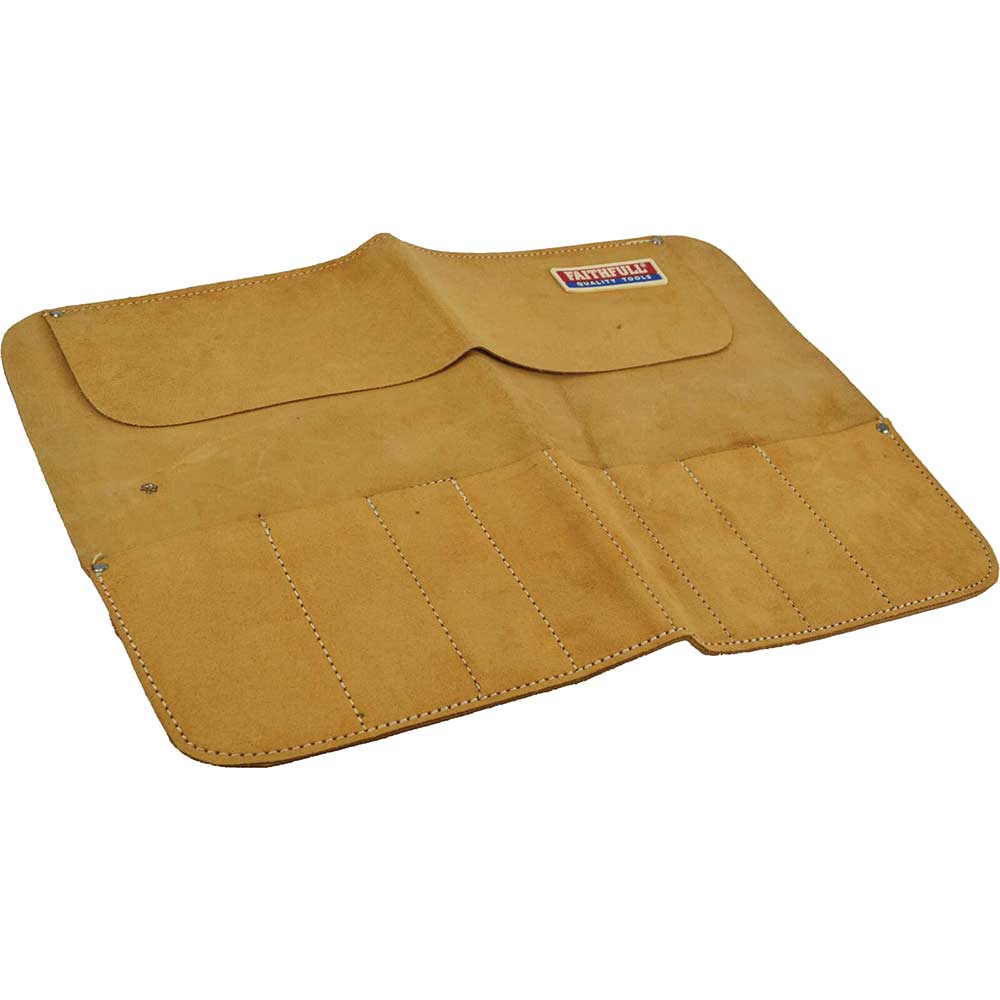 Image of Faithfull 8 Pocket Leather Chisel & Small Tool Roll