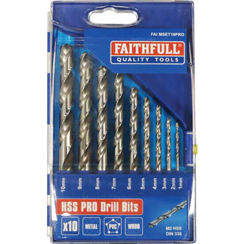 Image of Faithfull 10 Piece HSS Drill Bit Set 1 - 10mm