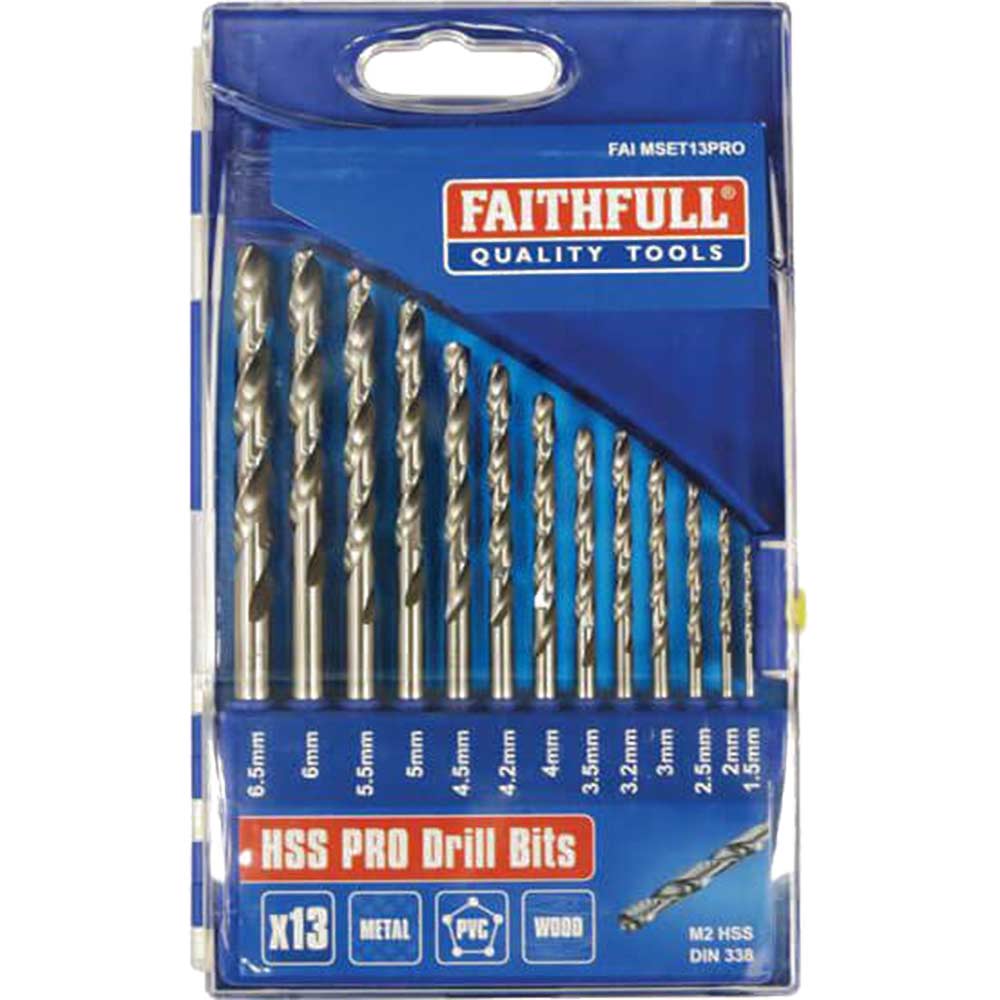 Image of Faithfull 13 Piece HSS Drill Bit Set 1.5 - 6.5mm