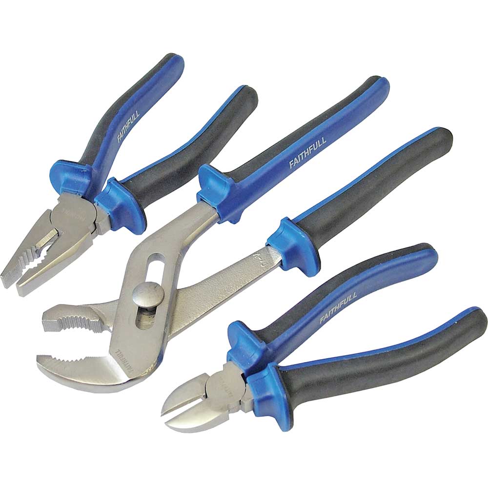 Faithfull 3 Piece Soft Grip Chrome Vanadium Plier Set