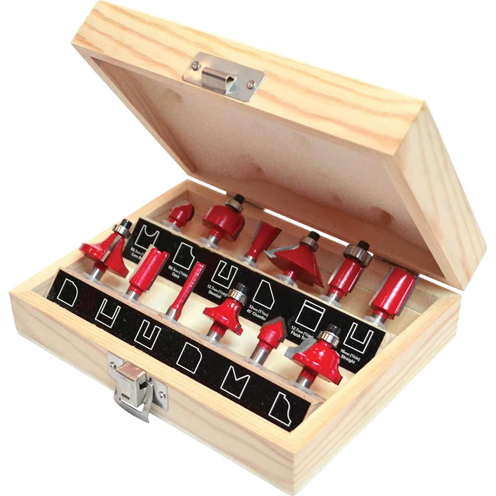 Image of Faithfull 12 Piece Tct Router Bit Set 1/4 Shank