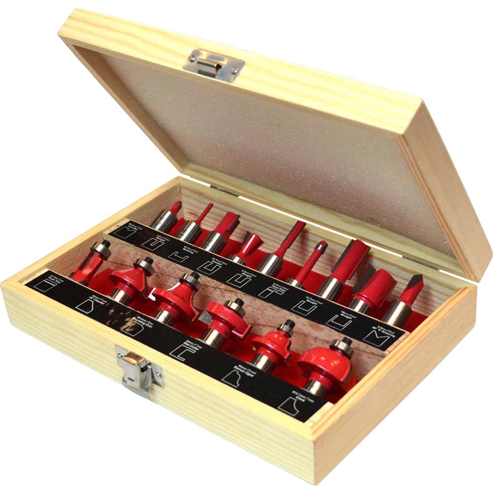 Image of Faithfull 15 Piece Tct Router Bit Set 1/2 Shank