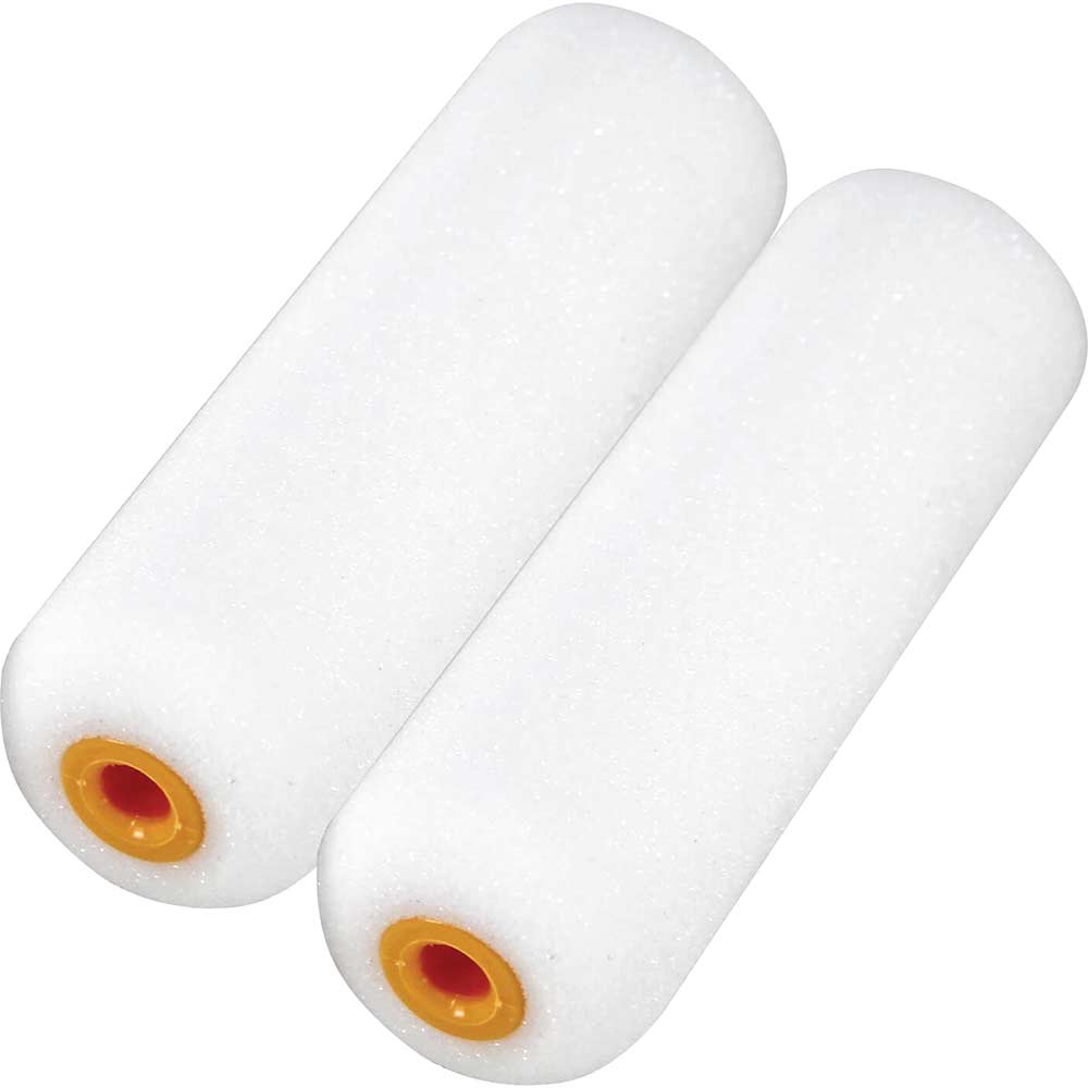 Image of Faithfull Mini Paint Roller Foam Refills 100mm / 4&quot; Pack of 2