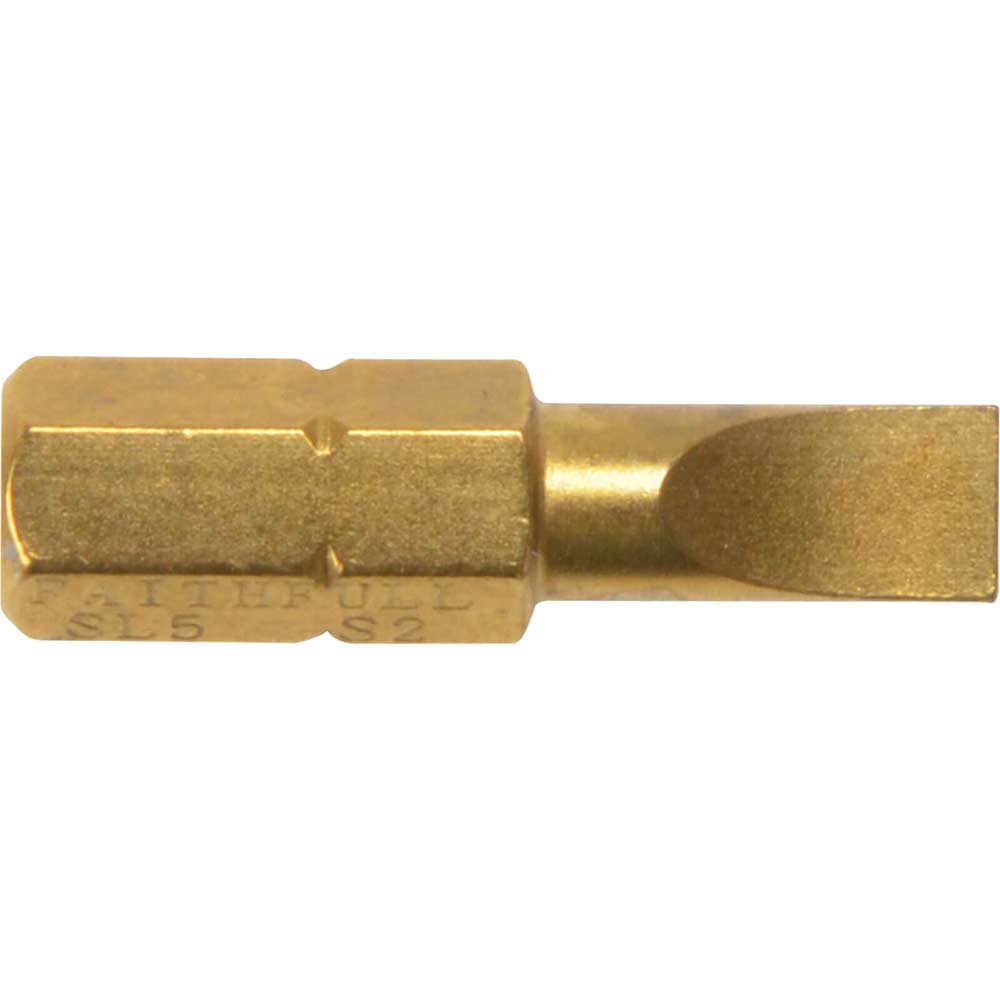 Image of Faithfull Titanium Screwdriver Bits Pack of 3 Sl6mm x 25mm