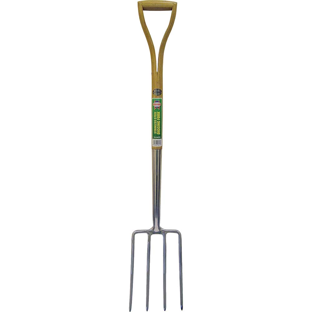 Image of Faithfull Stainless Steel Garden Digging Fork Y Handle