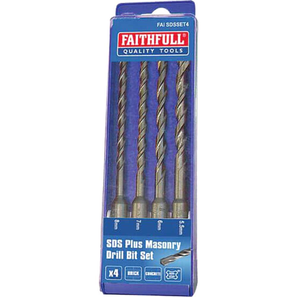 Image of Faithfull 4 Piece SDS Plus Drill Bit Set 5.5 - 8mm