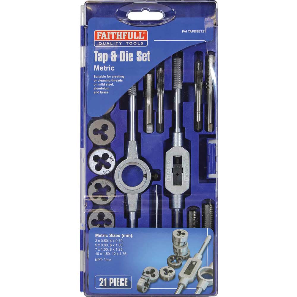 Image of Faithfull 21 Piece Carbon Steel Metric Tap & Die Set