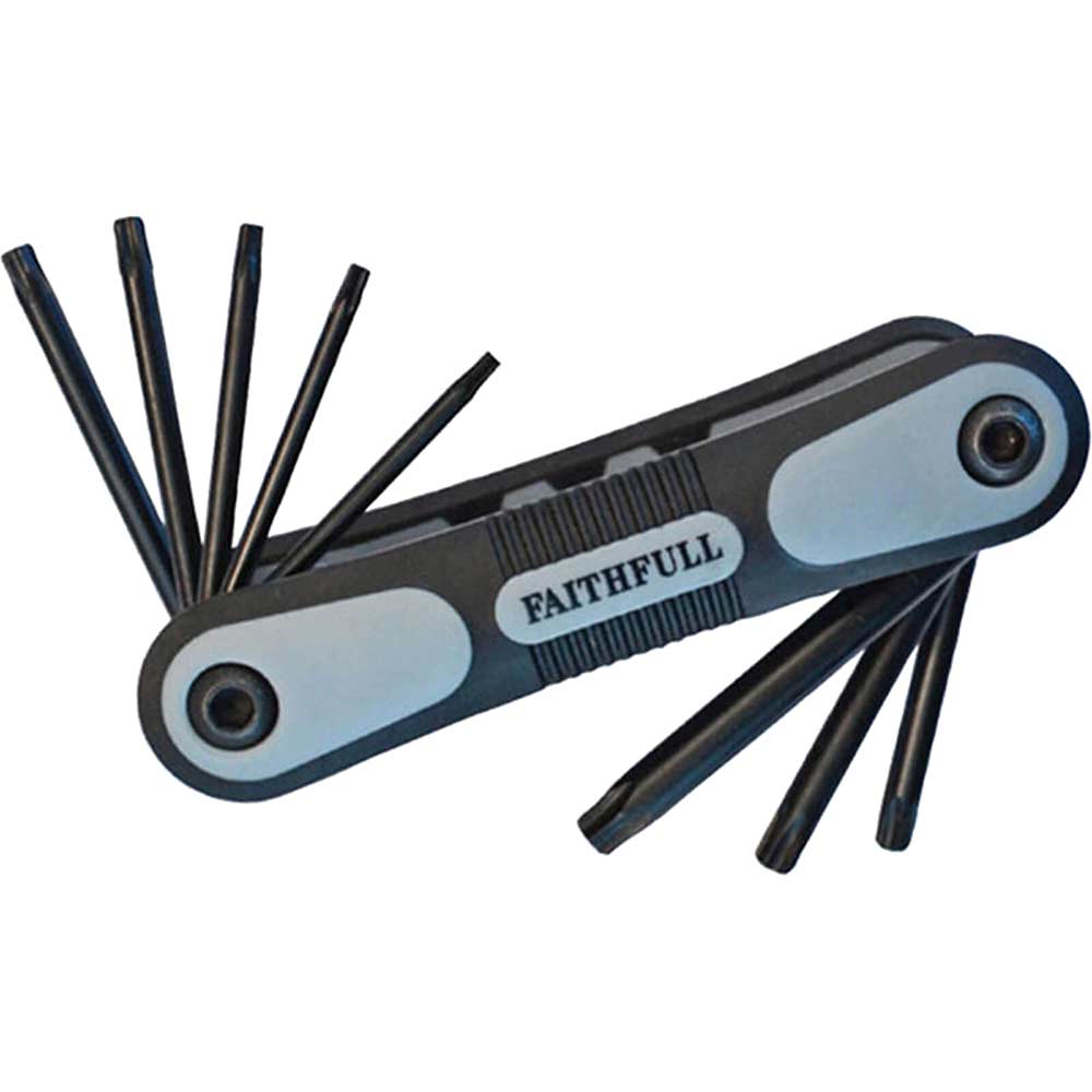 Image of Faithfull 8 Piece Fold Up Ball End Torx Star Key Tool Metric T9 to T40