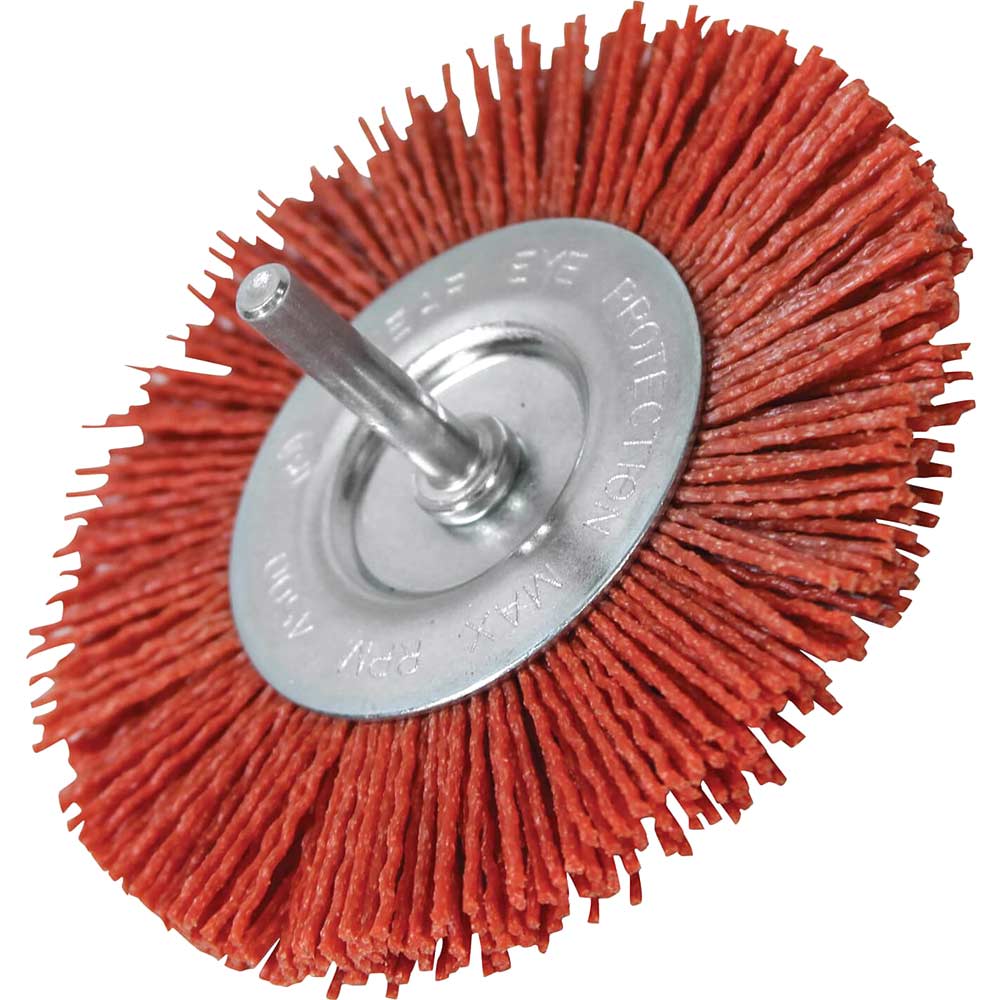 Image of Faithfull Nylon Bristle Flat Wheel Brush 100mm x 6mm Shank