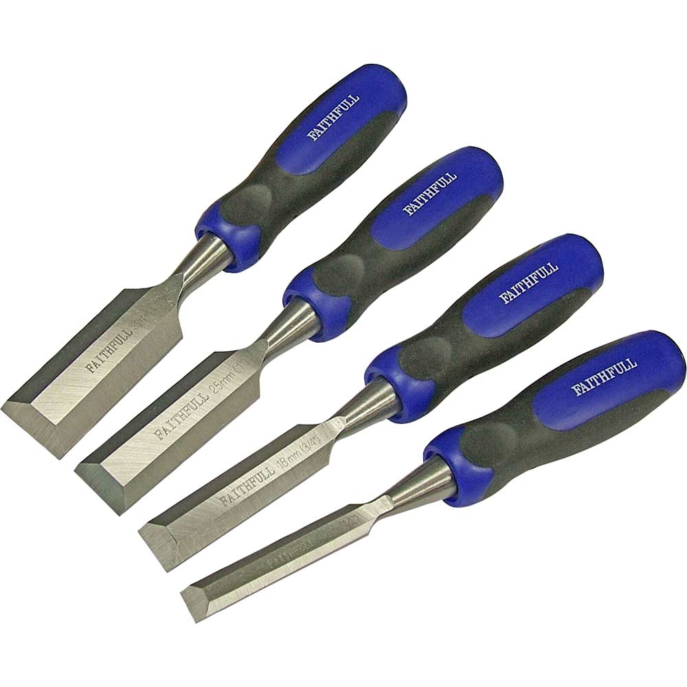 Image of Faithfull 4 Piece Bevel Edge Butt Chisel Set