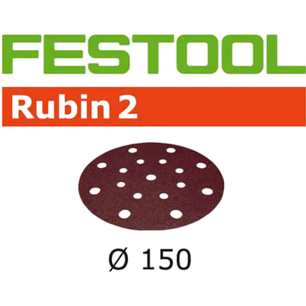 Image of Festool Rubin 2 StickFix Sanding Discs for Wood 150mm Diameter P100 Pack of 10