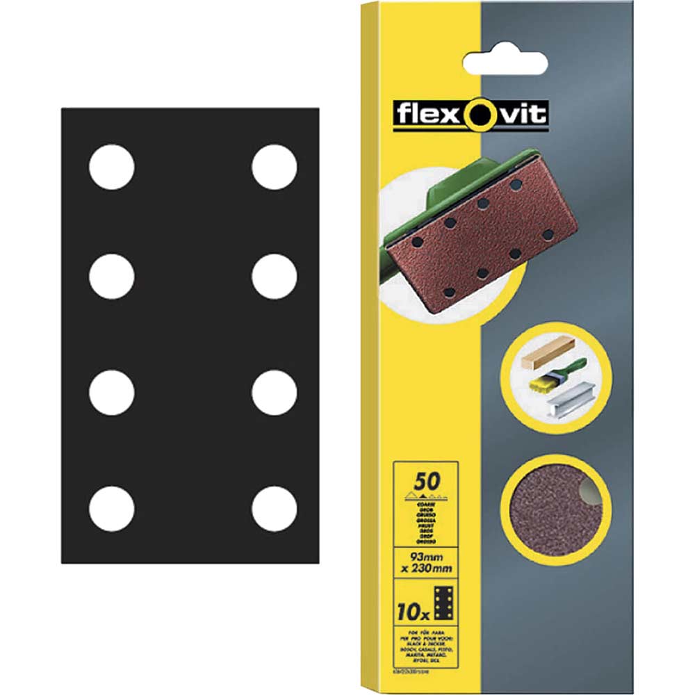 Flexovit Orbital Sheets Pack of 10 93 x 230 Fine 63642526336
