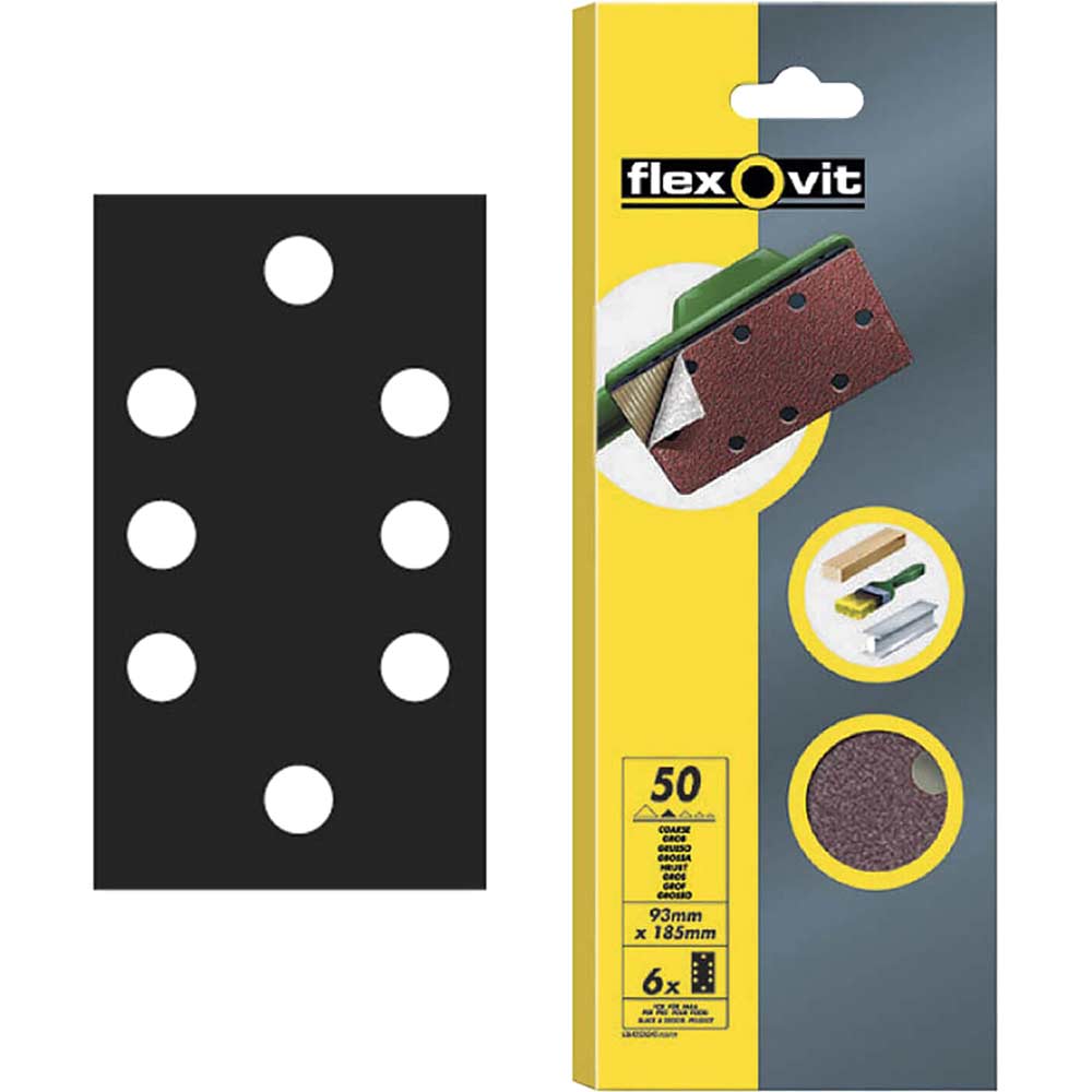 Flexovit Qr Orbital Sheets Pack of 6 93X185 Medium 63642526344