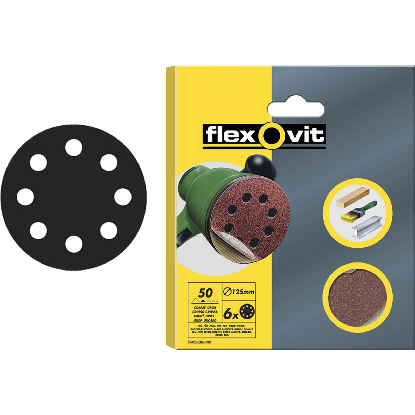 Flexovit H&L Discs Pack of 6 115mm Coarse 63642526384