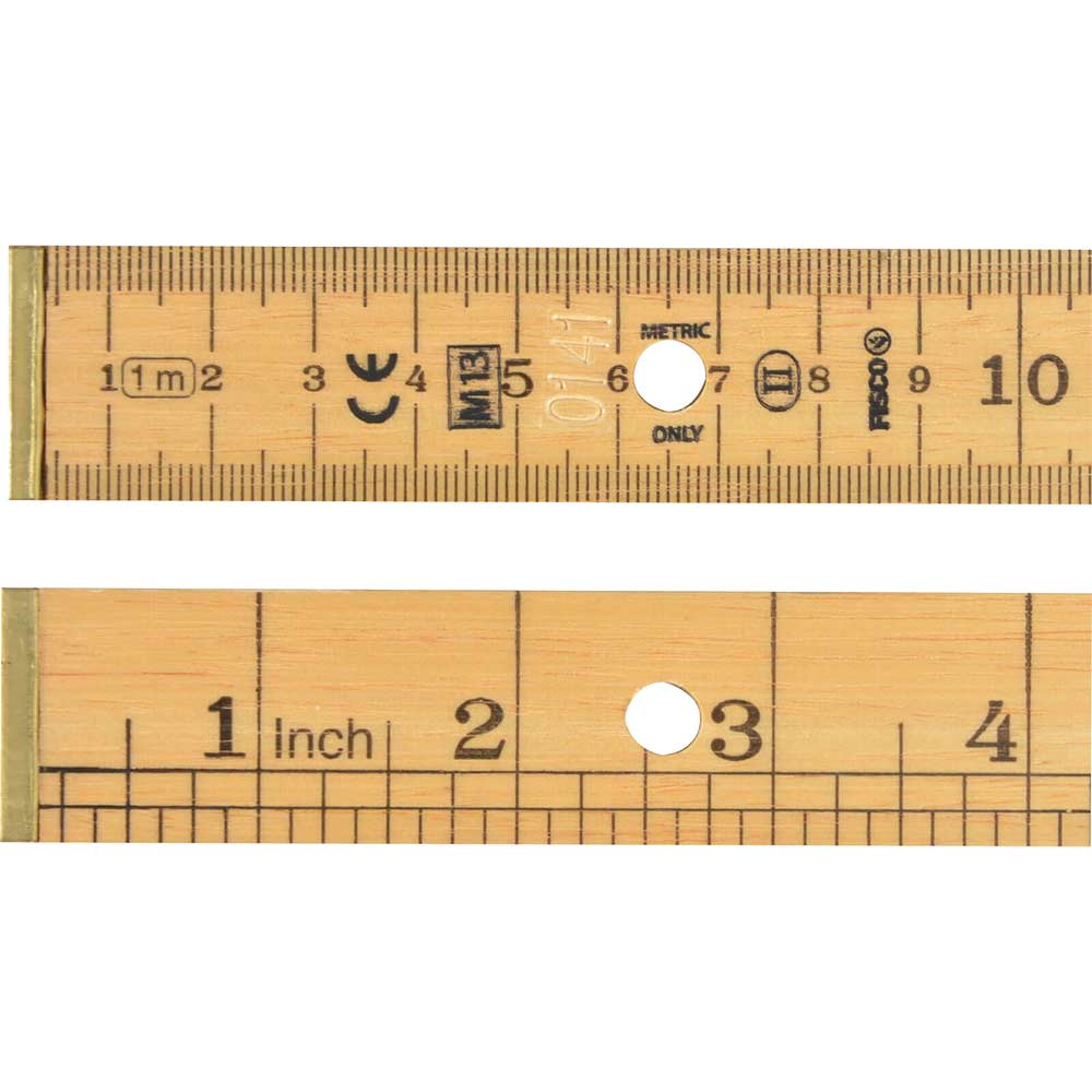 Image of Fisco BR1ME Professional Wooden Bench Rule with Govt Stamp 1 Metre / 39&quot;