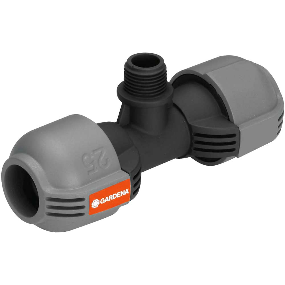 Image of Gardena T Piece 25mm x 12.5mm (1/2&quot;) Male Thread (SprinklerSystem)
