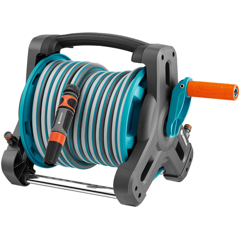 Image of Gardena 10 Metre Hose Reel with 10 Metre Classic Hose Pipe & Connectors 12.5mm (1/2&quot;)