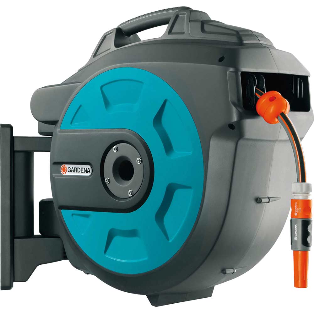 Gardena 25 Metre Wall Mounted Auto Hose Reel with 25 Metre Hose Pipe 12.5mm (1/2&quot)