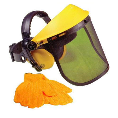 Handy Grass & Hedge Trimmer Safety Visor with Ear Defenders & Gloves