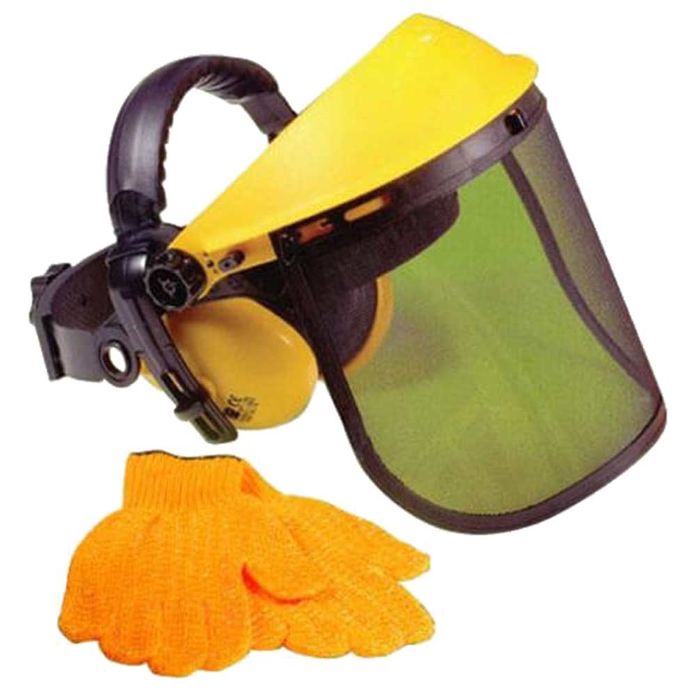 Handy Grass & Hedge Trimmer Safety Visor with Ear Defenders & Gloves