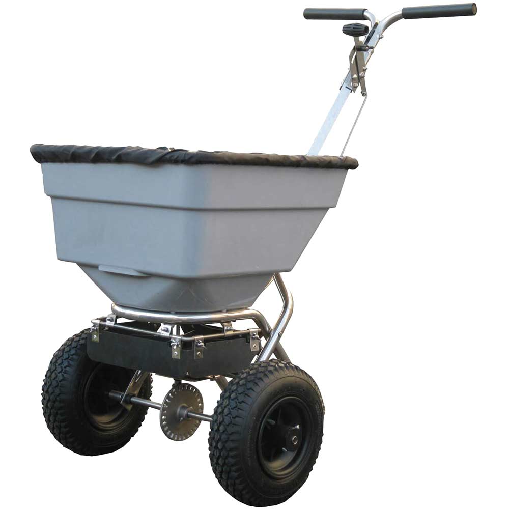 Handy Stainless Steel Push Grass, Feed & Salt Broadcast Spreader 3 Metre Spread Width 45kg Capacity